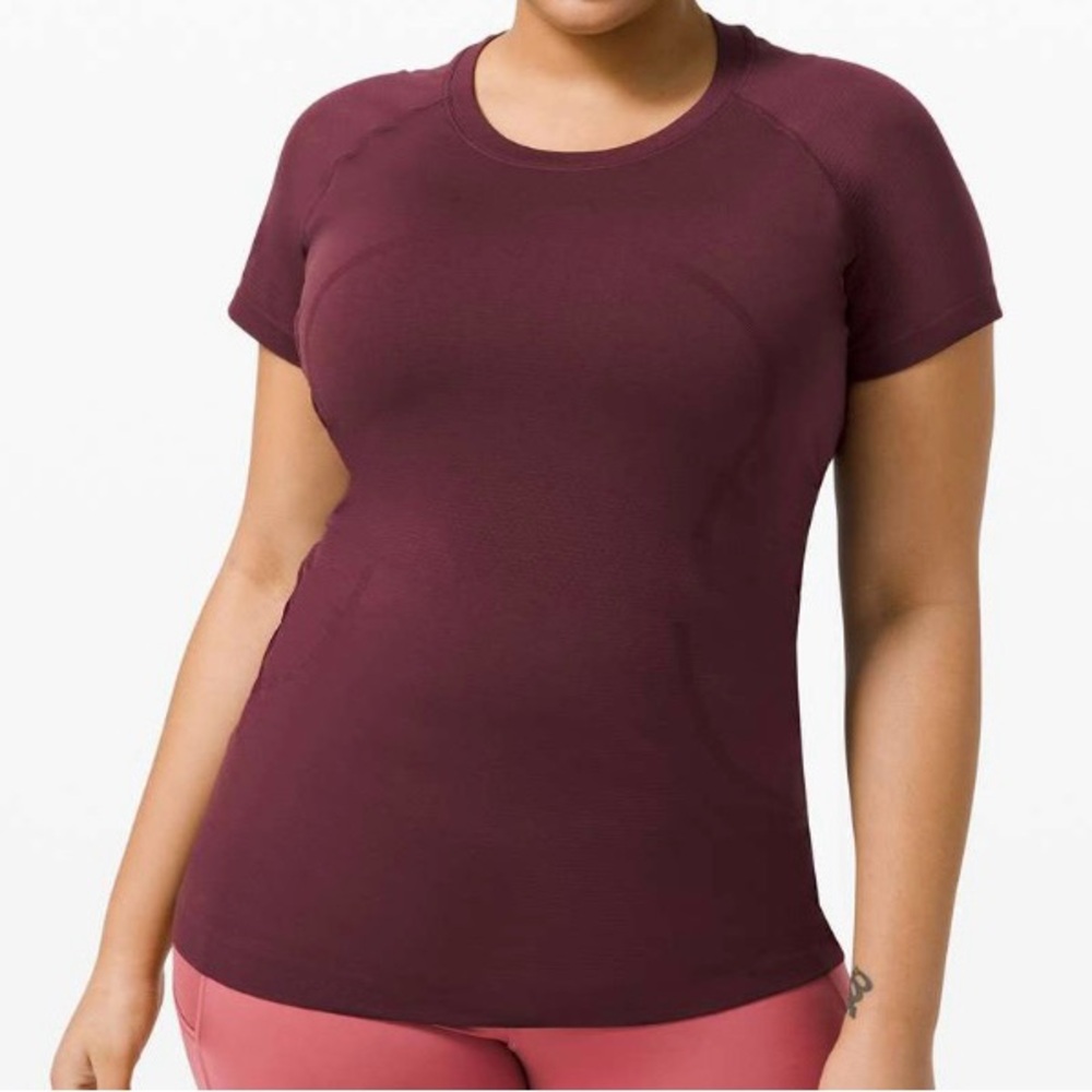 Burgundy Lululemon Swiftly Tech Short Sleeve 2.0